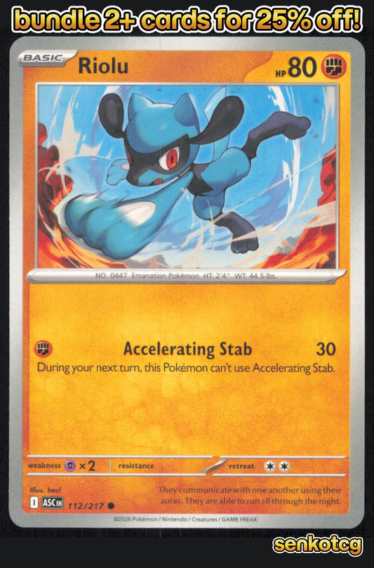 🎴 Riolu 112/217 Common Ascended Heroes NM 🎨
