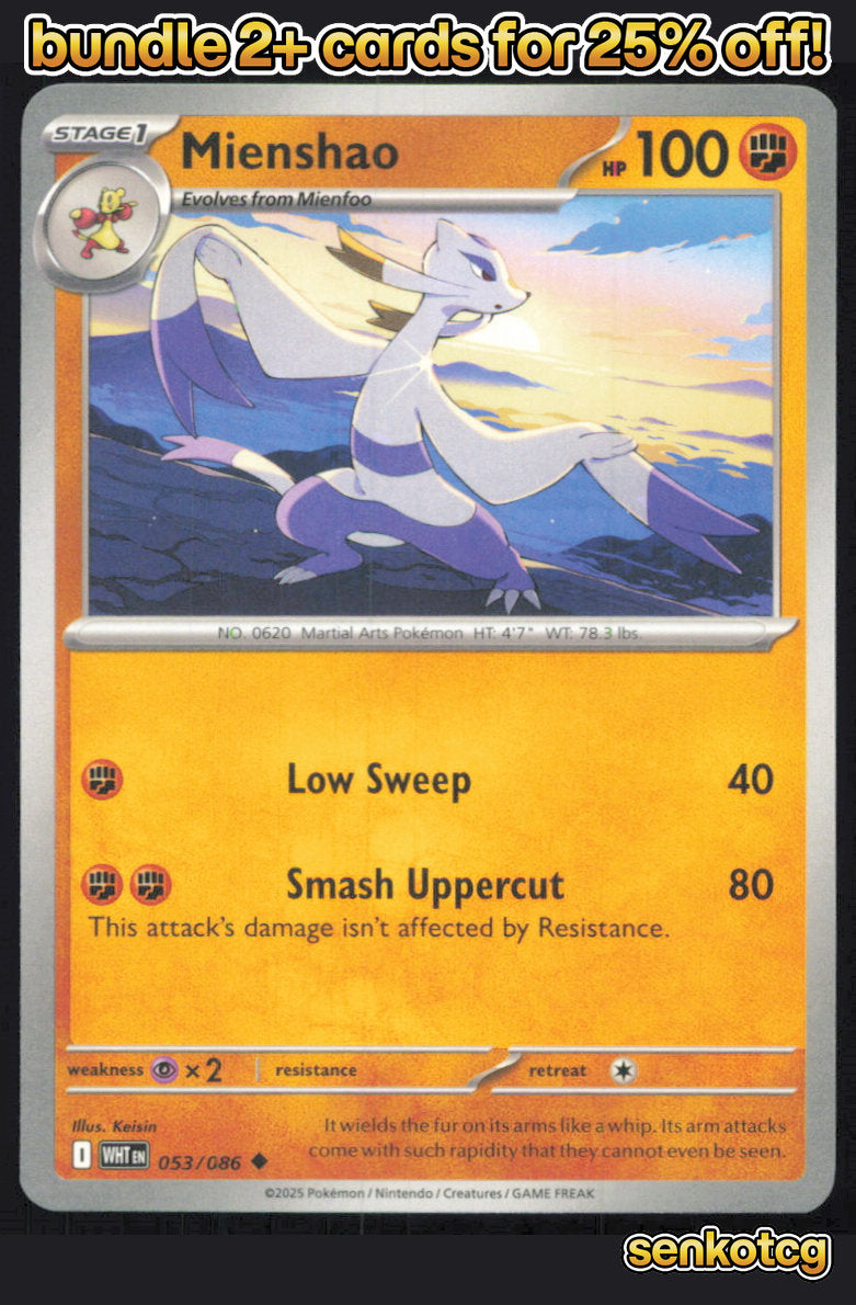 🎴 Mienshao 053/086 Uncommon White Flare NM