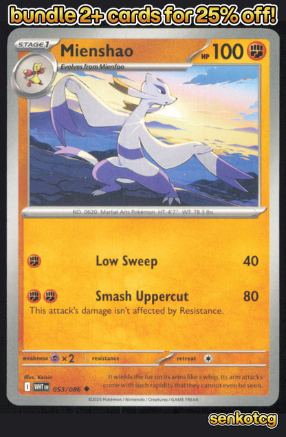 🎴 Mienshao 053/086 Uncommon White Flare NM