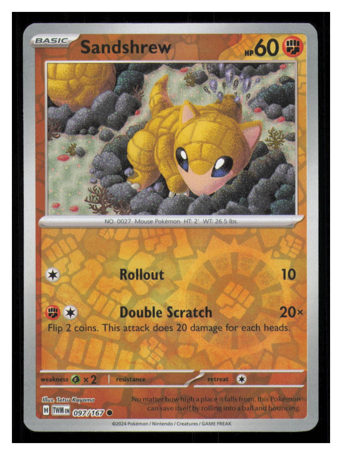 🎴 Sandshrew 097/167 Reverse Holo Twilight Masquerade NM 🎨 Kayama