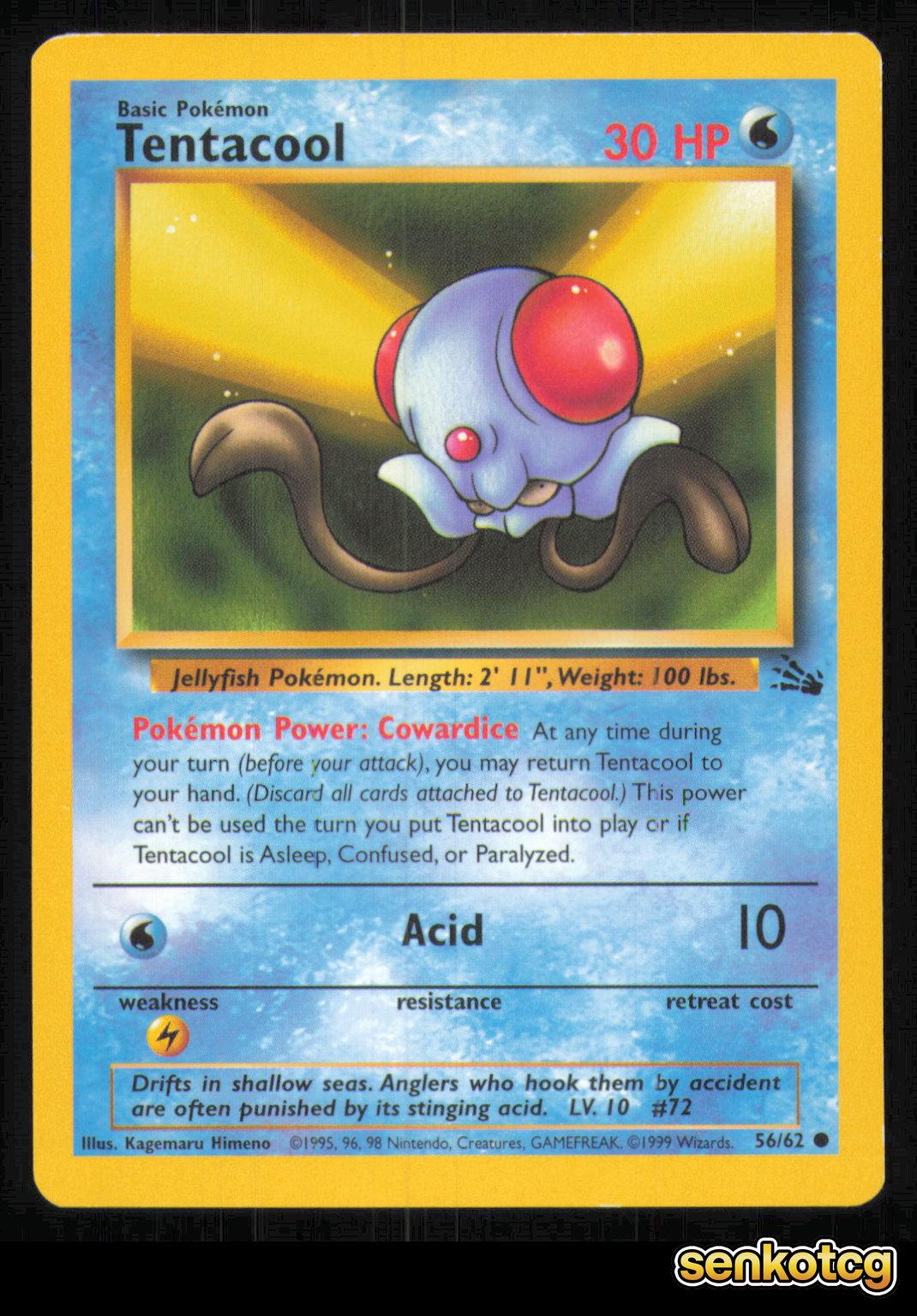 🎴 Tentacool 56/62 Unlimited Fossil MP 🎨 Himeno