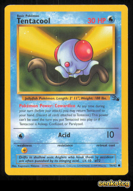🎴 Tentacool 56/62 Unlimited Fossil MP 🎨 Himeno