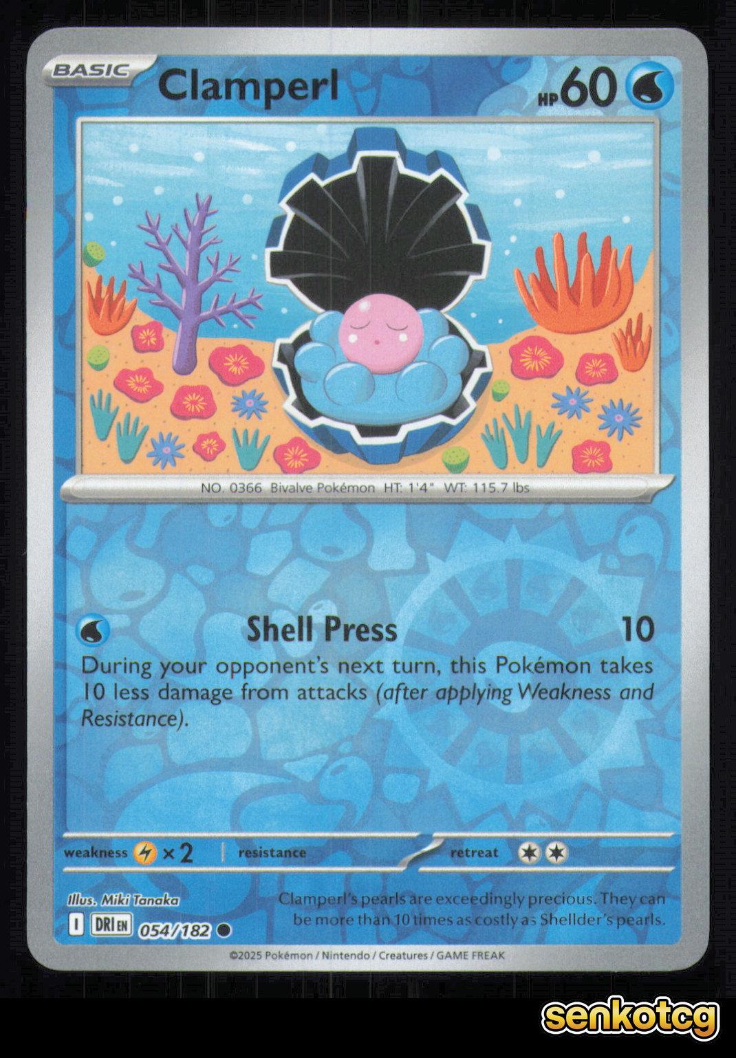🎴 Clamperl 054/182 Reverse Holo Destined Rivals NM 🎨 Tanaka