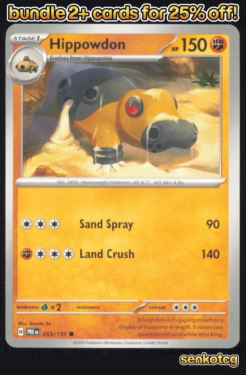 🎴 Hippowdon 053/131 Common Prismatic Evolutions NM 🎨 So