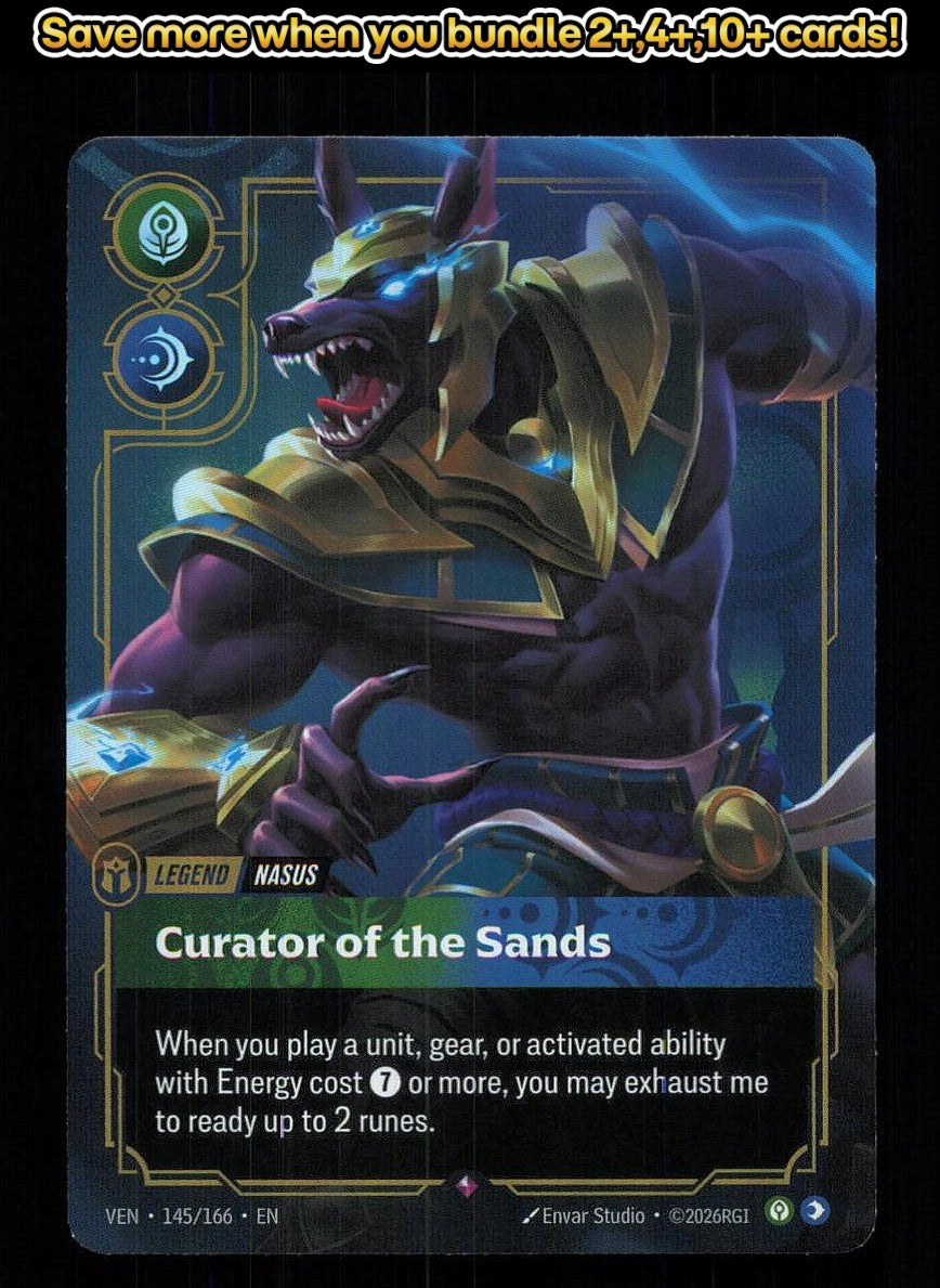 🎴 Nasus - Curator of the Sands 145/166 Rare Foil Vendetta NM 🎨 Studio