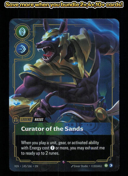 🎴 Nasus - Curator of the Sands 145/166 Rare Foil Vendetta NM 🎨 Studio