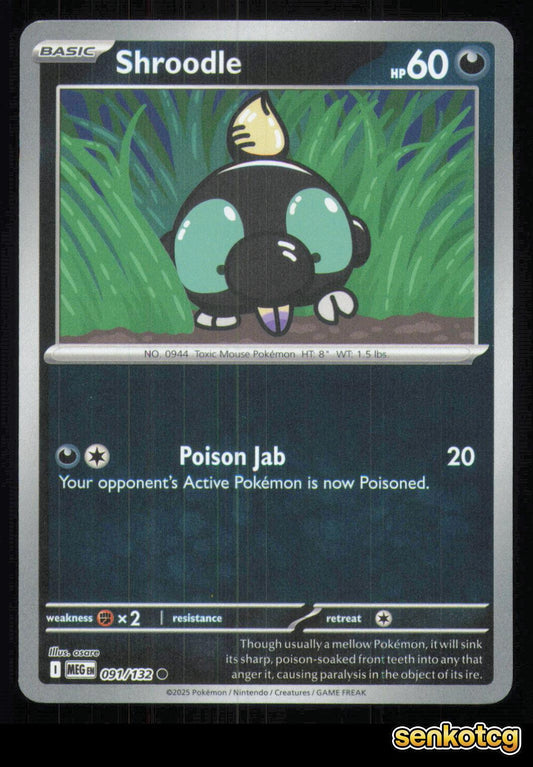 🎴 Shroodle 091/132 Common Reverse Holo Mega Evolution NM