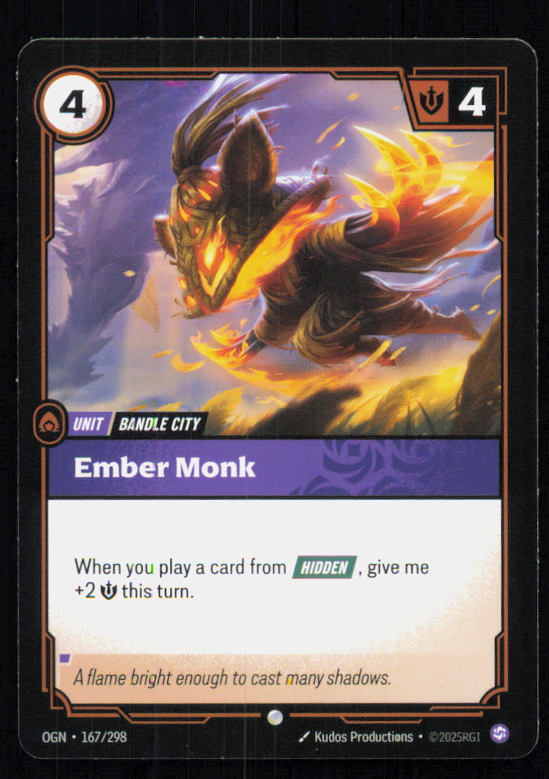 🎴 Ember Monk 167/298 Common OGN Origins NM