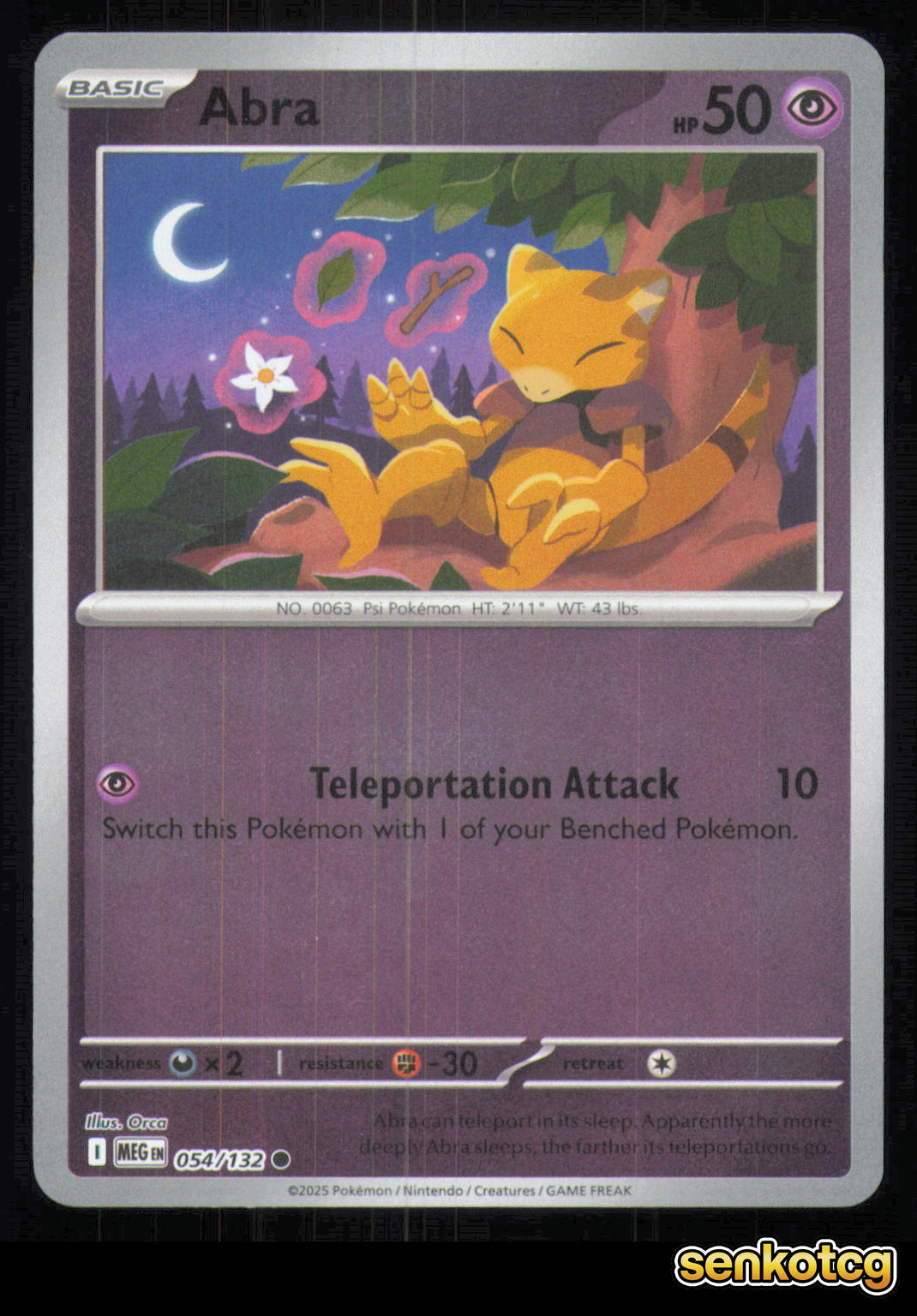 🎴 Abra 054/132 Common Reverse Holo Mega Evolution NM
