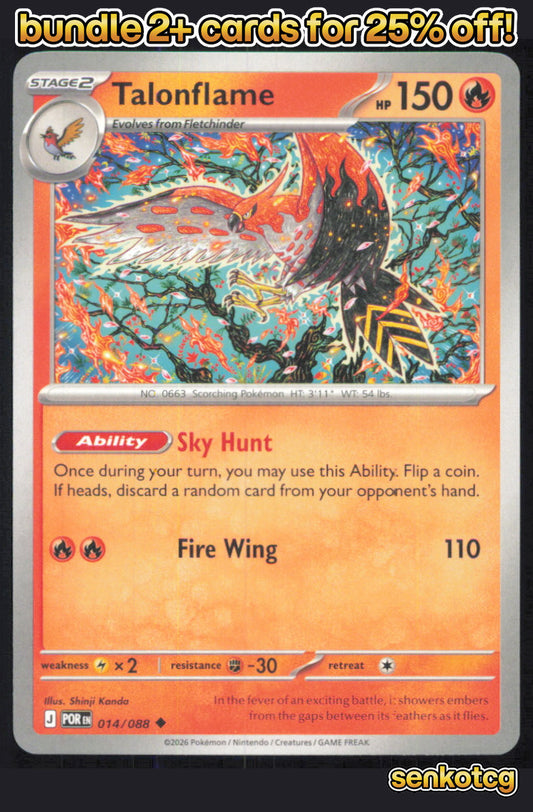 🎴 Talonflame 014/088 Uncommon Perfect Order NM 🎨 Kanda