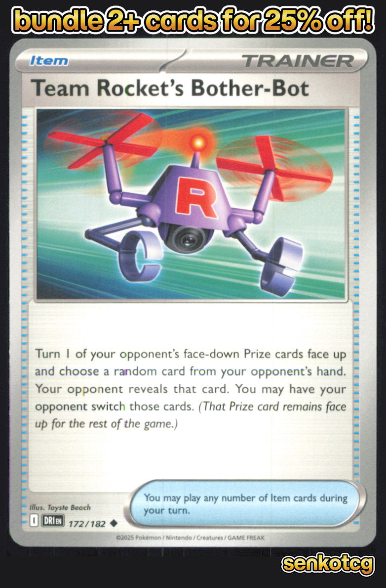 🎴 Team Rocket's Bother-Bot 172/182 Uncommon Destined Rivals NM