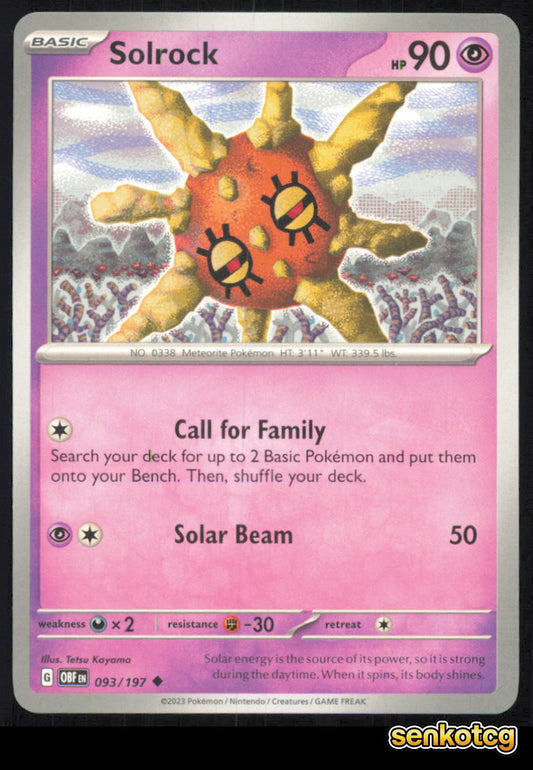 🎴 Solrock 093/197 Uncommon Obsidian Flames NM