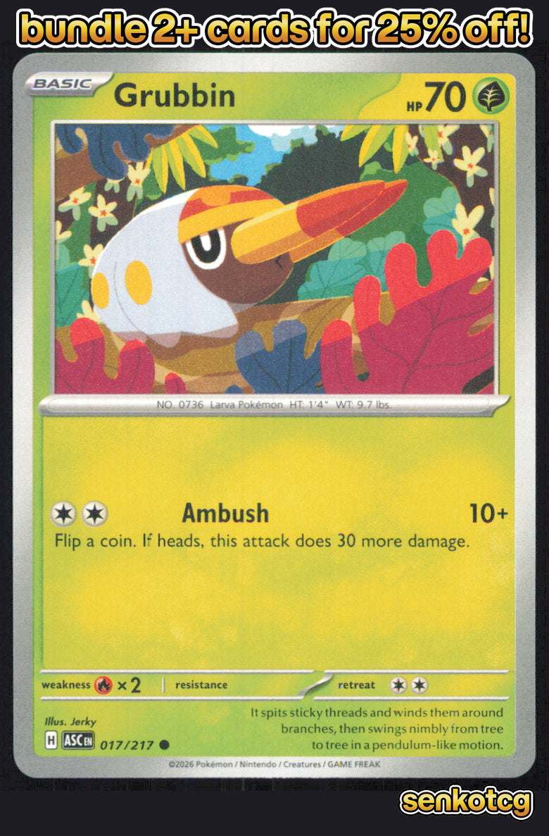 🎴 Grubbin 017/217 Common Ascended Heroes NM