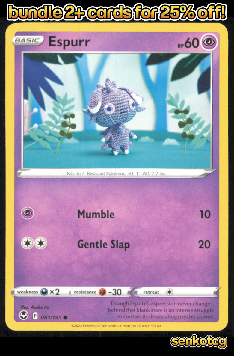 🎴 Espurr 081/195 Common Silver Tempest NM