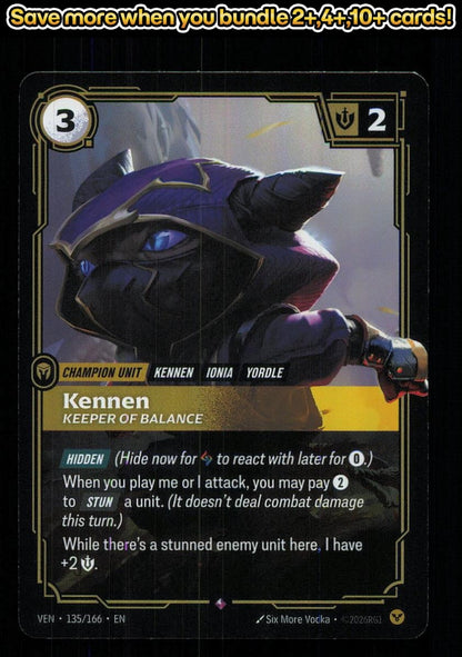 🎴 Kennen - Keeper of Balance 135/166 Rare Foil Vendetta NM 🎨 Vodka