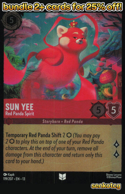 🎴 Sun Yee - Red Panda Spirit 119/204 Uncommon Cold Foil Attack of the Vine! NM