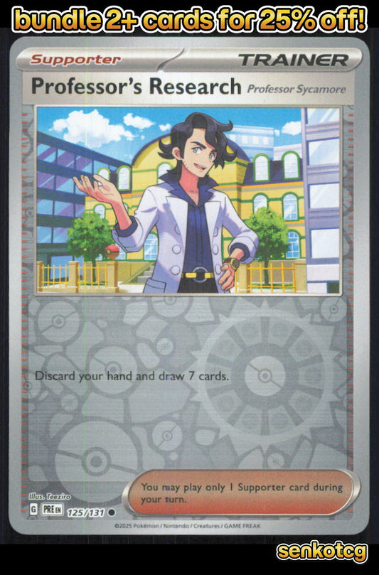 🎴 Professor's Research [Sycamore] 125/131 Reverse Holo Prismatic Evolutions NM