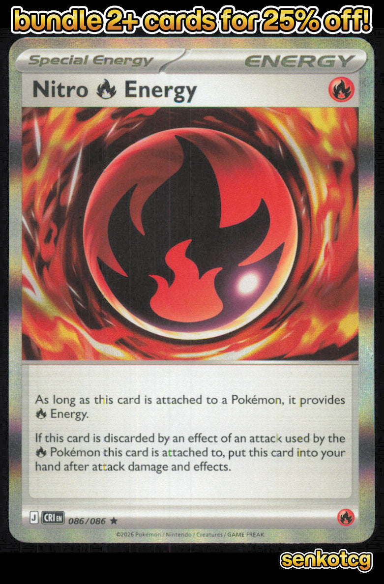 🎴 Nitro R Energy 086/086 Rare Holo ME04: Chaos Rising NM