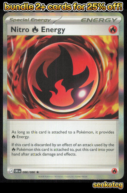 🎴 Nitro R Energy 086/086 Rare Holo ME04: Chaos Rising NM