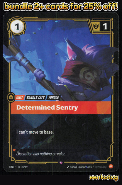🎴 Determined Sentry 111/219 Rare Foil Unleashed NM
