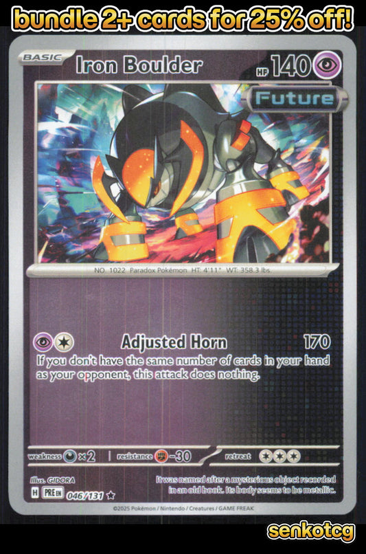🎴 Iron Boulder 046/131 Rare Reverse Holo Prismatic Evolutions NM