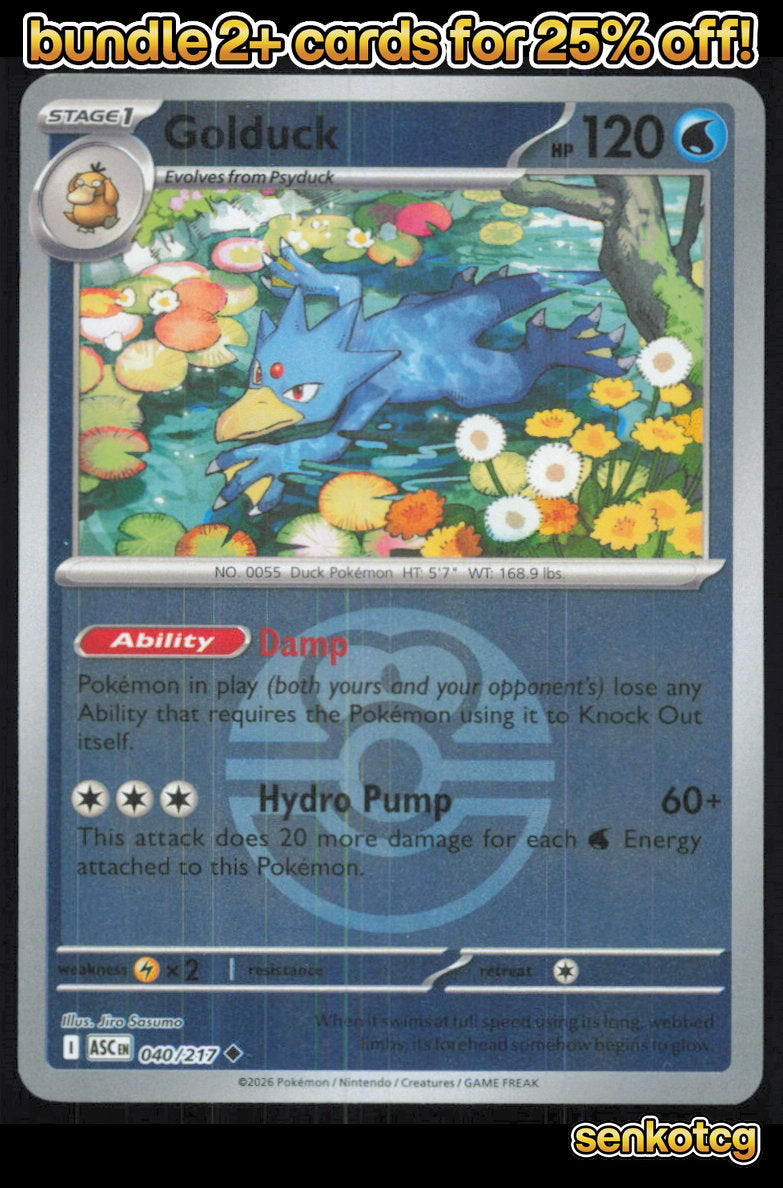 🎴 Golduck (Love Ball) 040/217 Uncommon Reverse Holo ASC Ascended Heroes NM