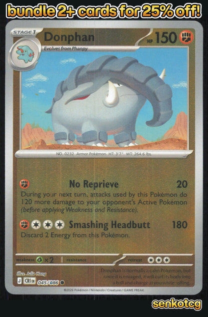 🎴 Donphan 045/086 Common Reverse Holo Chaos Rising NM 🎨 Hang