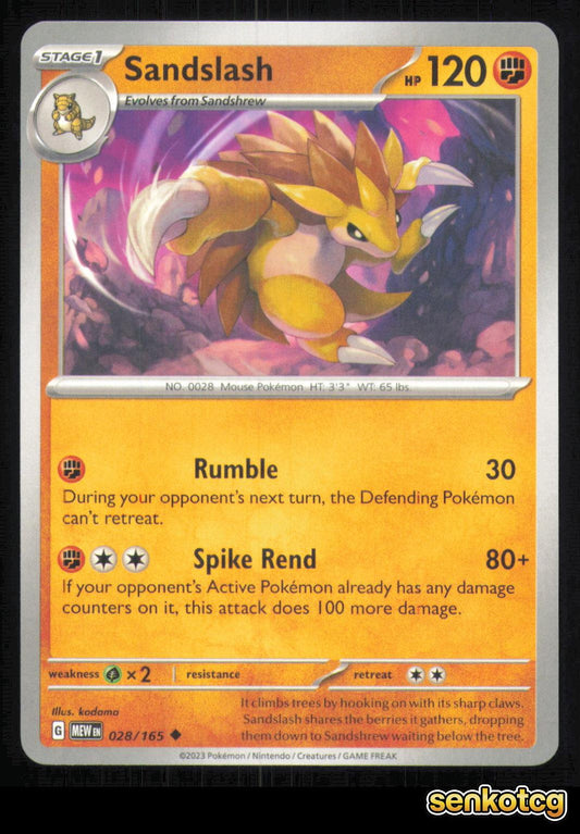 🎴 Sandslash 028/165 151 NM 🎨 kodama