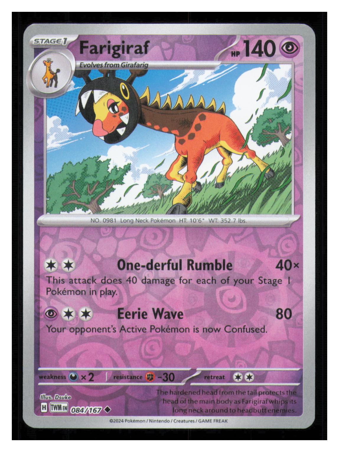 🎴 Farigiraf 084/167 Reverse Holo Twilight Masquerade NM 🎨 Dsuke