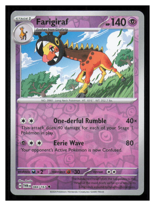 🎴 Farigiraf 084/167 Reverse Holo Twilight Masquerade NM 🎨 Dsuke