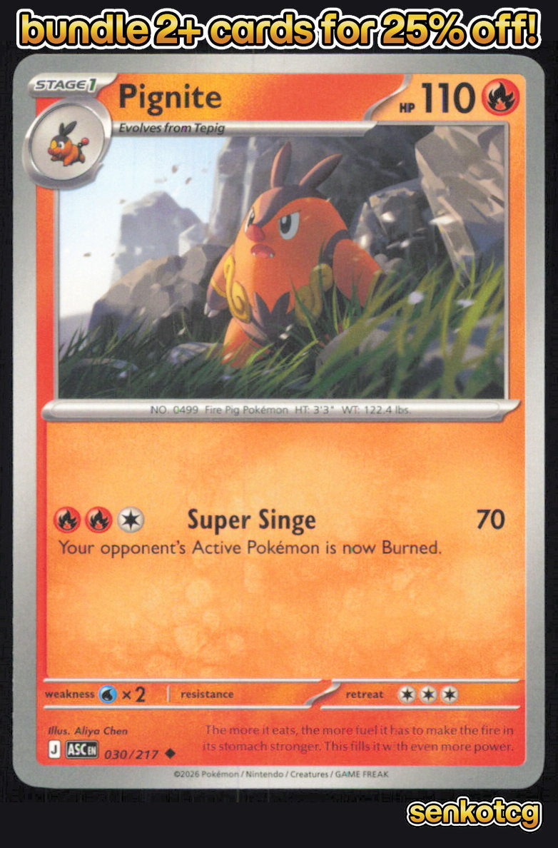 🎴 Pignite 030/217 Uncommon Ascended Heroes NM 🎨