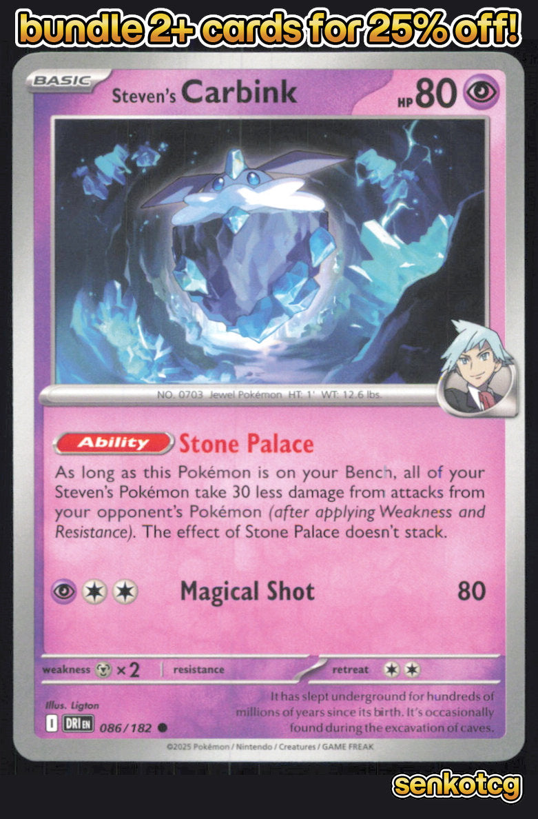 🎴 Steven's Carbink 086/182 Common Destined Rivals NM