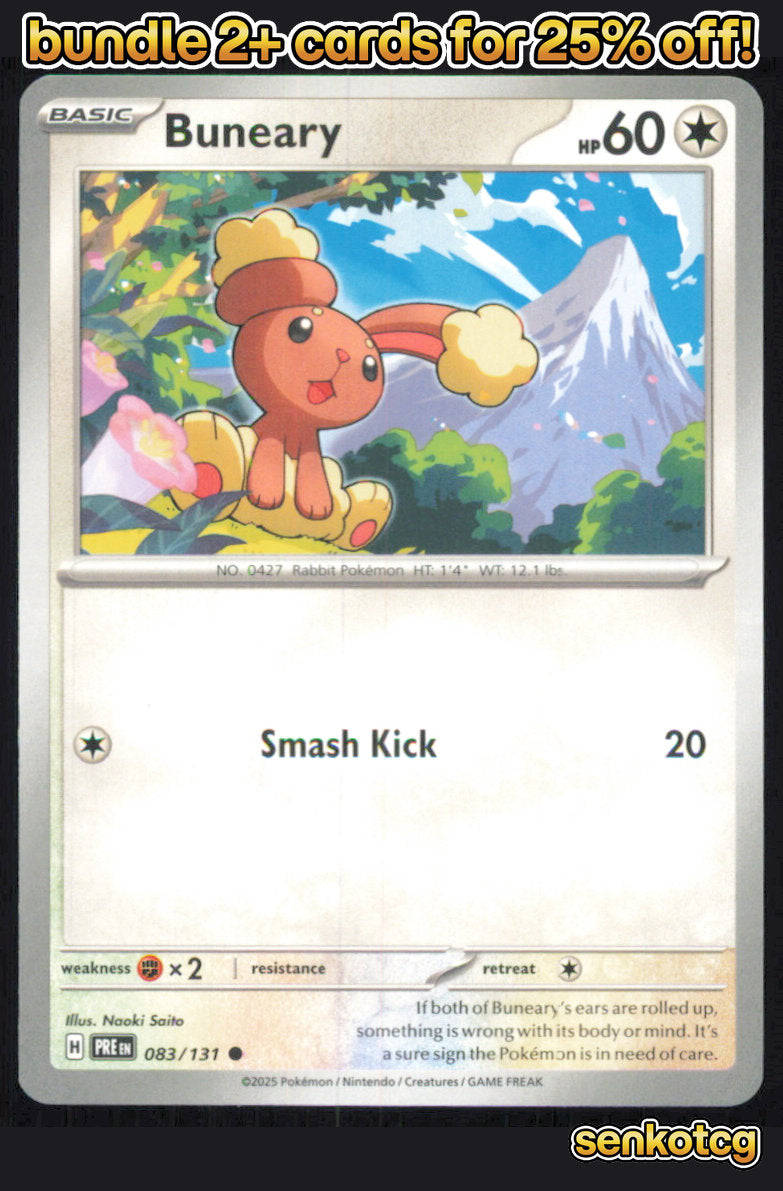 🎴 Buneary 083/131 Common Prismatic Evolutions NM 🎨 Saito