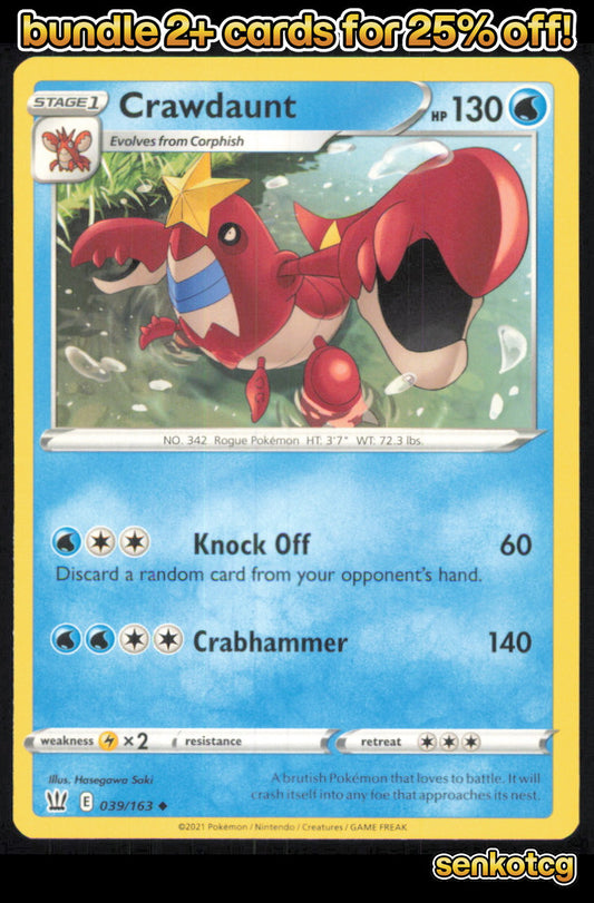 🎴 Crawdaunt 039/163 Uncommon Battle Styles NM