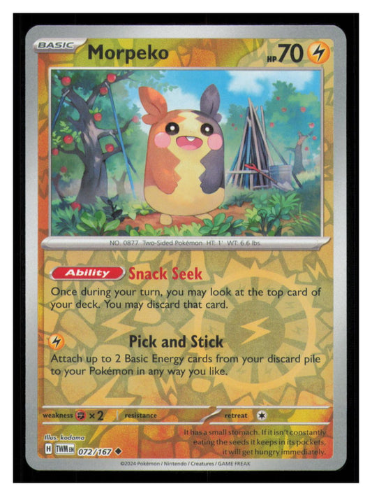 🎴 Morpeko 072/167 Reverse Holo Twilight Masquerade NM 🎨 kodama