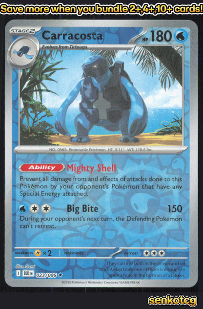 🎴 Carracosta 023/086 Rare Reverse Holo Black Bolt NM 🎨 Gemi