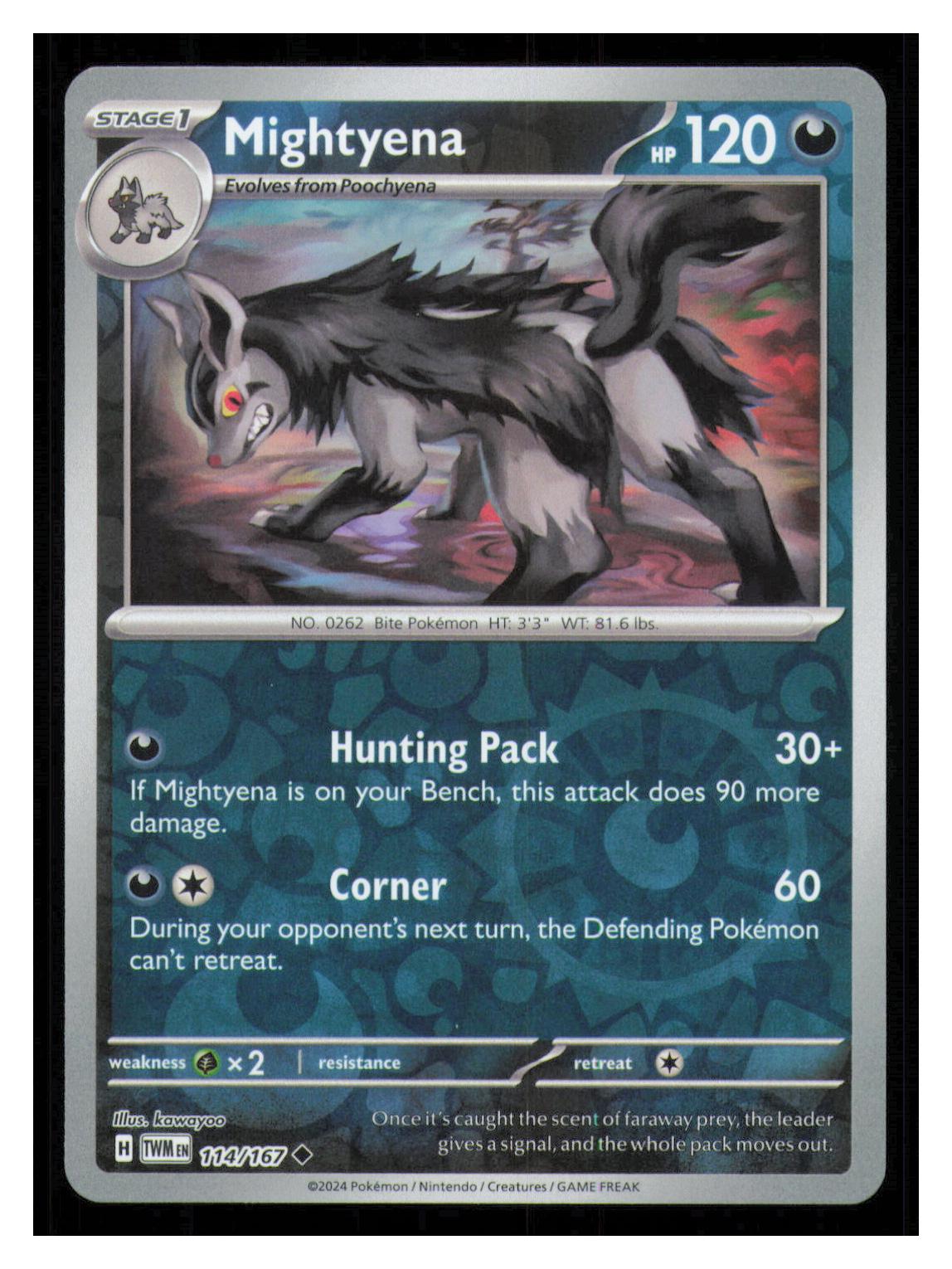 🎴 Mightyena 114/167 Reverse Holo Twilight Masquerade NM 🎨 kawayoo