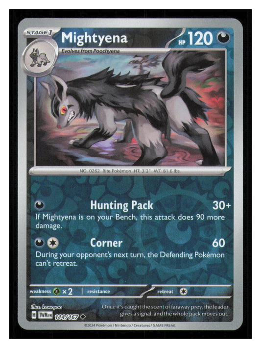 🎴 Mightyena 114/167 Reverse Holo Twilight Masquerade NM 🎨 kawayoo