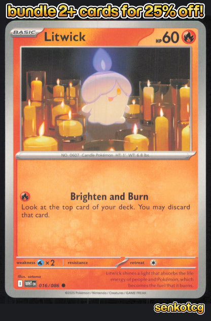 🎴 Litwick 016/086 Common White Flare NM