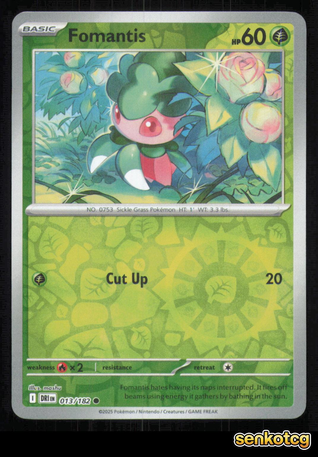 🎴 Fomantis 013/182 Reverse Holo Destined Rivals NM 🎨 mashu