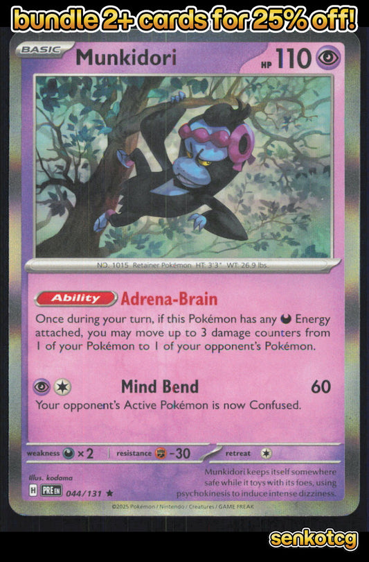🎴 Munkidori 044/131 Rare Holo Prismatic Evolutions NM