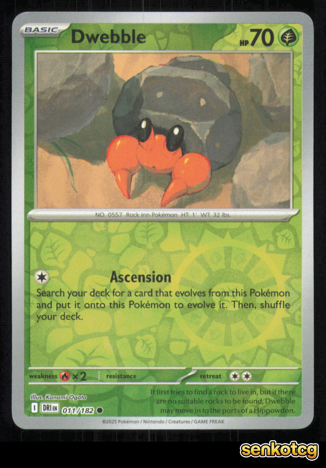 🎴 Dwebble 011/182 Reverse Holo Destined Rivals NM 🎨 Ogata