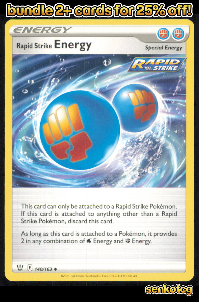 🎴 Rapid Strike Energy 140/163 Uncommon Battle Styles NM