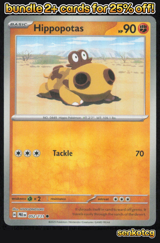 🎴 Hippopotas (Poke Ball Pattern) 052/131 Holo Prismatic Evolutions NM