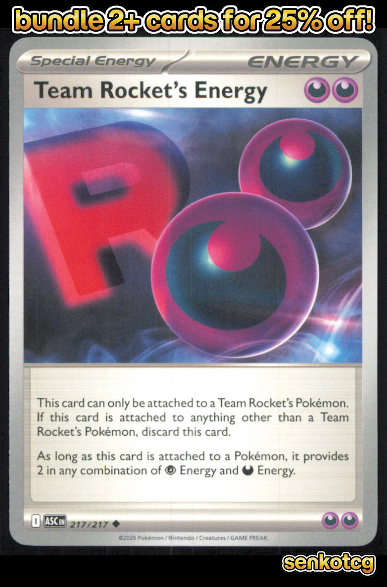 🎴 Team Rocket's Energy 217/217 Uncommon ASC Ascended Heroes NM