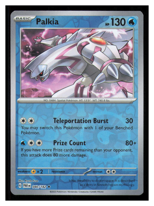 🎴 Palkia 040/182 Reverse Holo Paradox Rift Pokemon NM