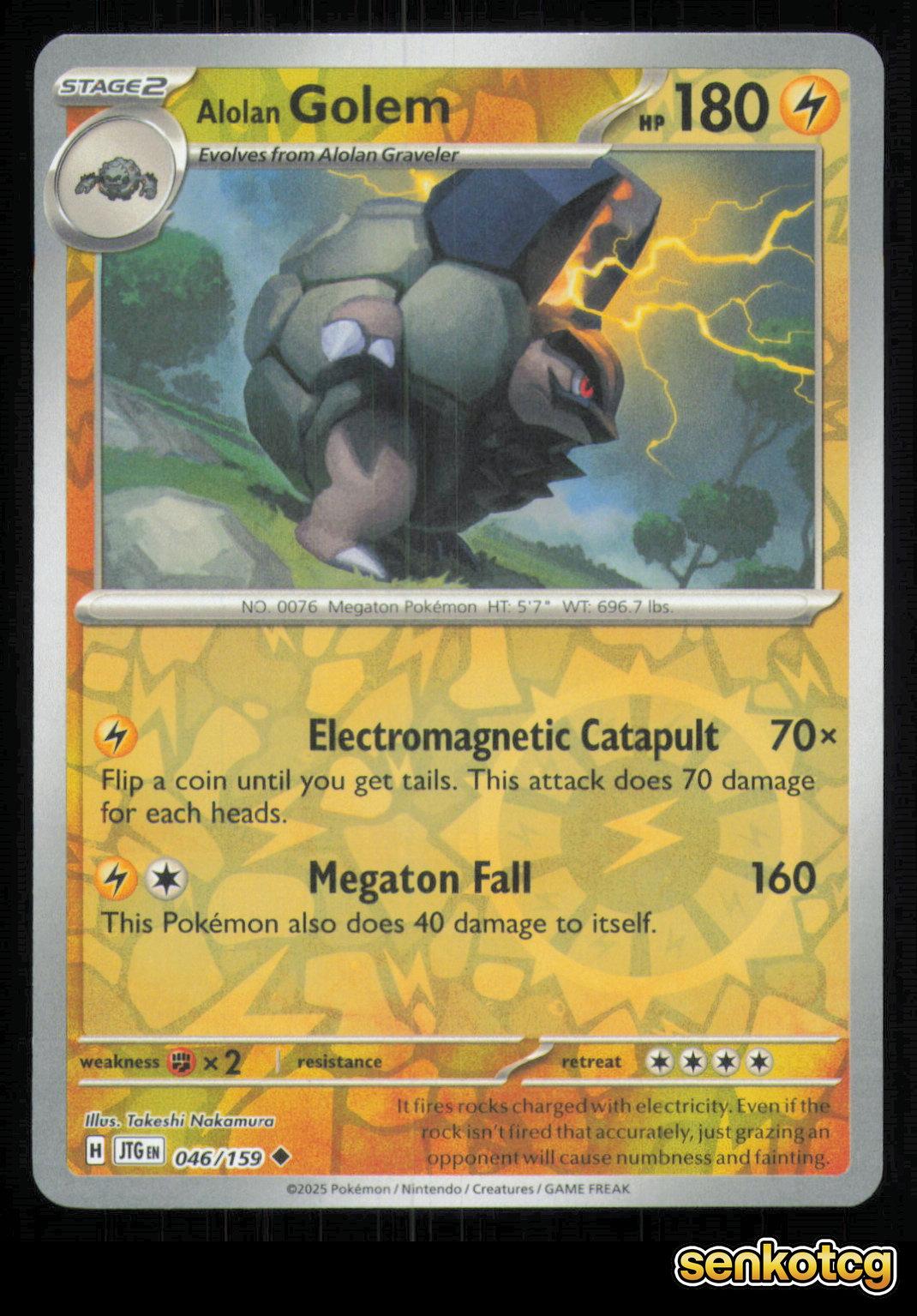 🎴 Alolan Golem 046/159 Reverse Holo Journey Together NM 🎨 Nakamura