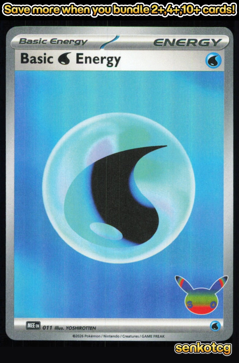 🎴 Basic Water Energy (30th Celebration) 011 Holo NM