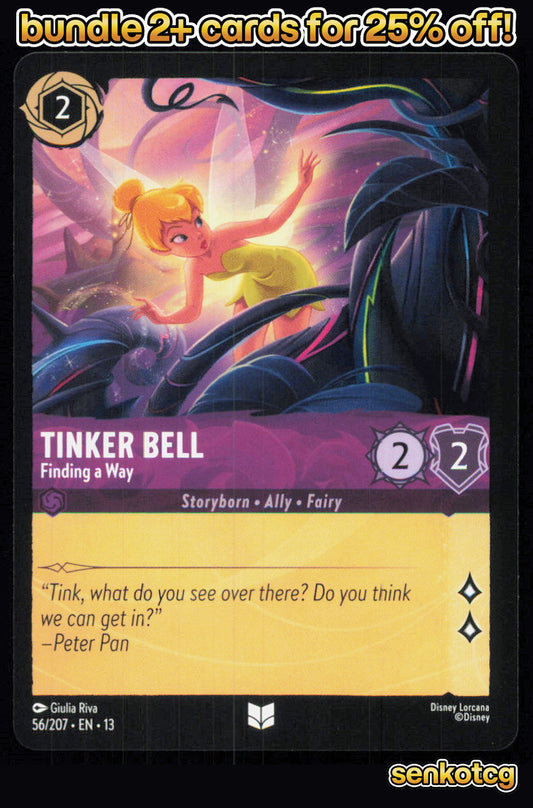 🎴 Tinker Bell - Finding a Way 56/204 Uncommon Attack of the Vine! NM