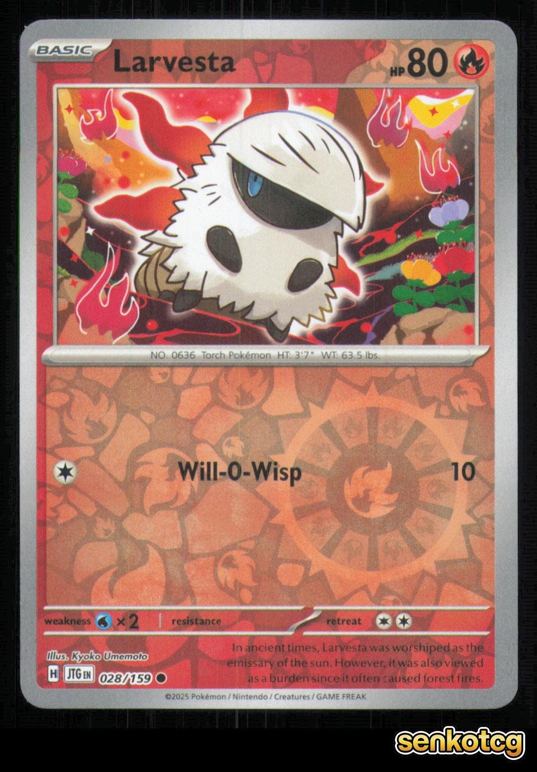 🎴 Larvesta 028/159 Reverse Holo Journey Together NM 🎨 Umemoto